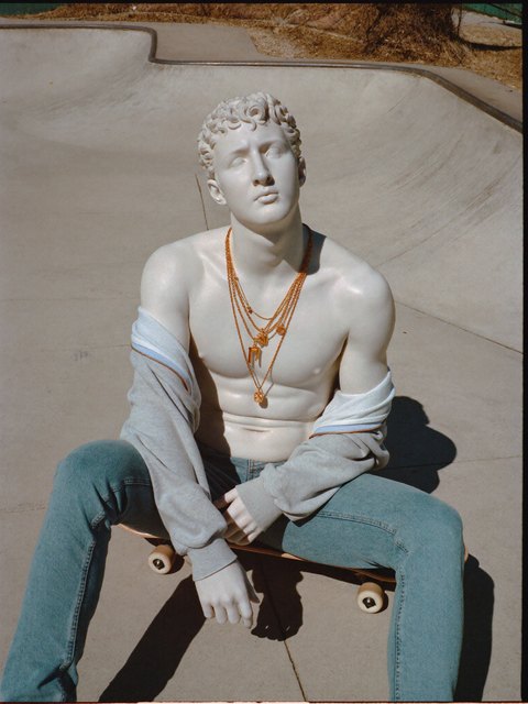 Marble goes skateboarding — original AI-generated fictional character