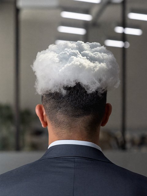 A cloud above the commute — original AI-generated fictional character